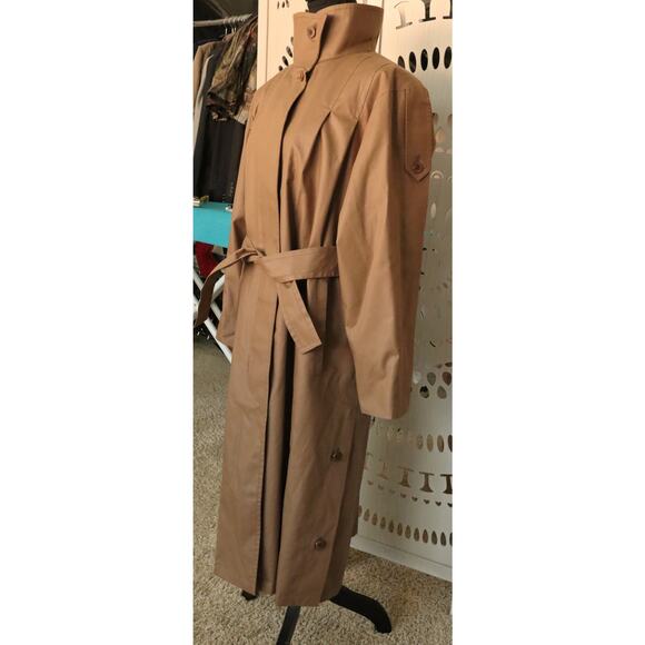 LONDON FOG 90s Vintage Brown Trench Coat Tie Belted Long Full Length 6P Petite - Picture 4 of 9